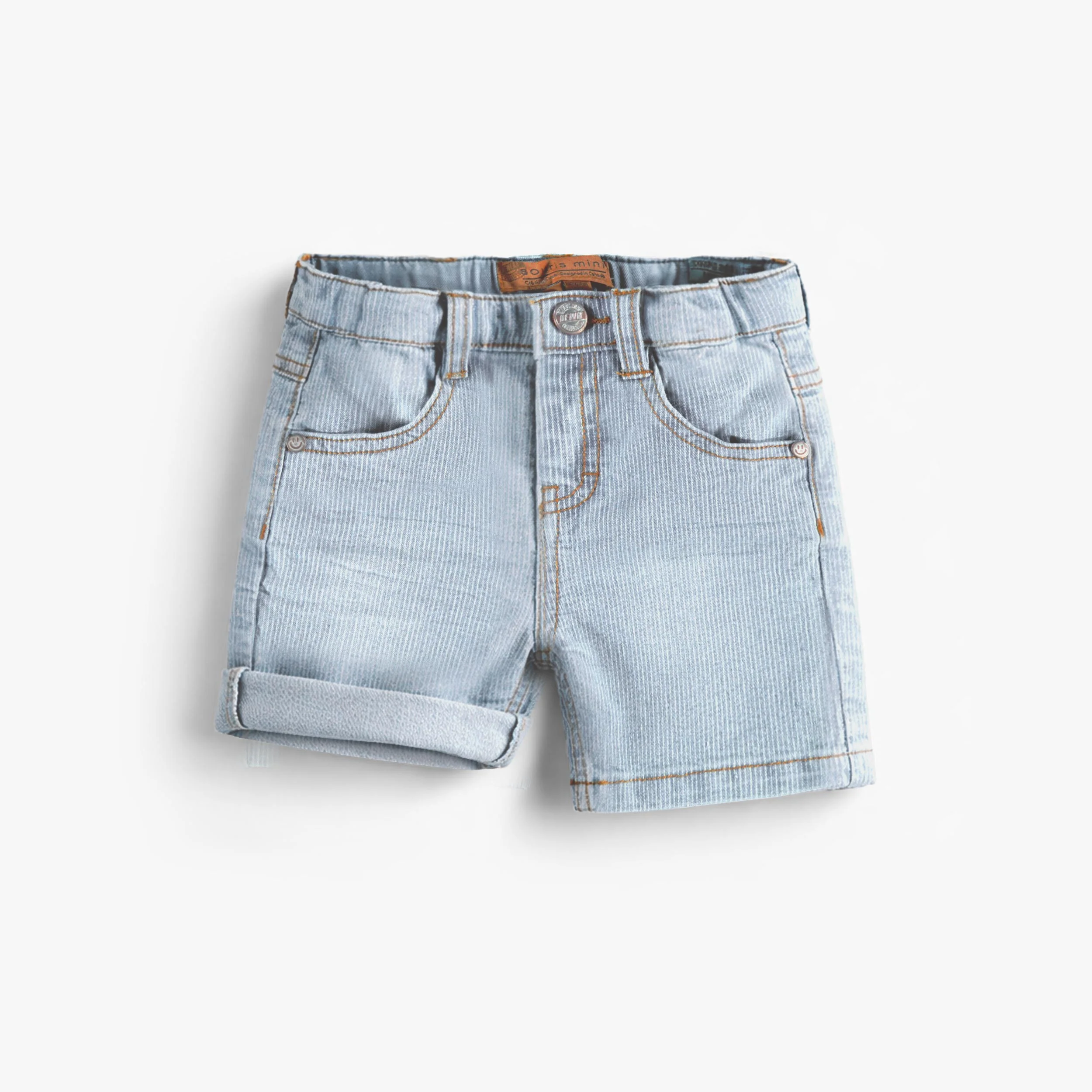 Short bleu pâle en denim à rayures, bébé