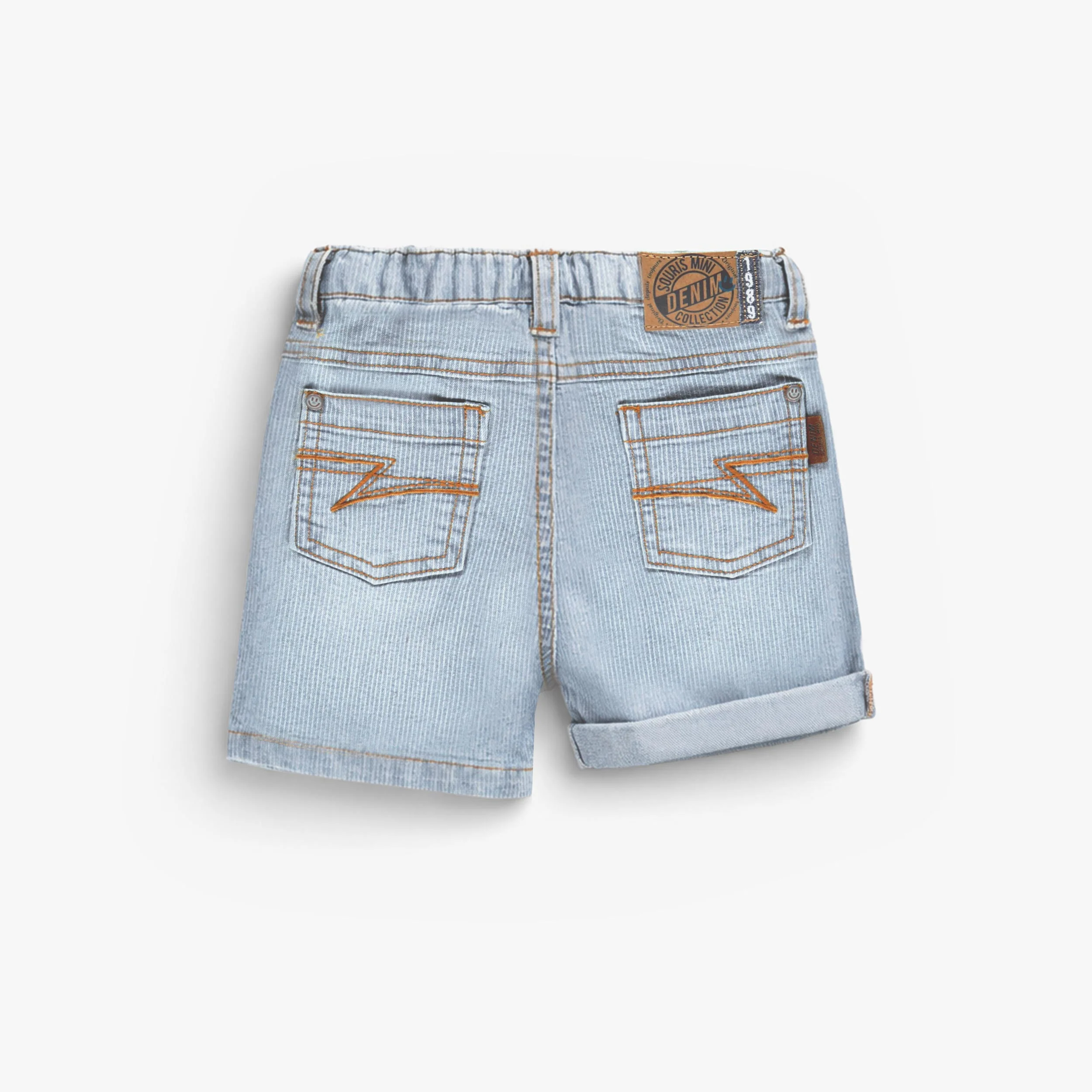 Short bleu pâle en denim à rayures, bébé - Image 2