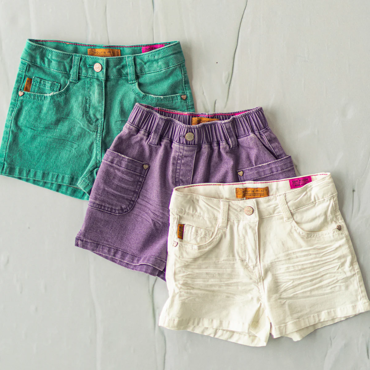 Short crème en denim, enfant - Image 3