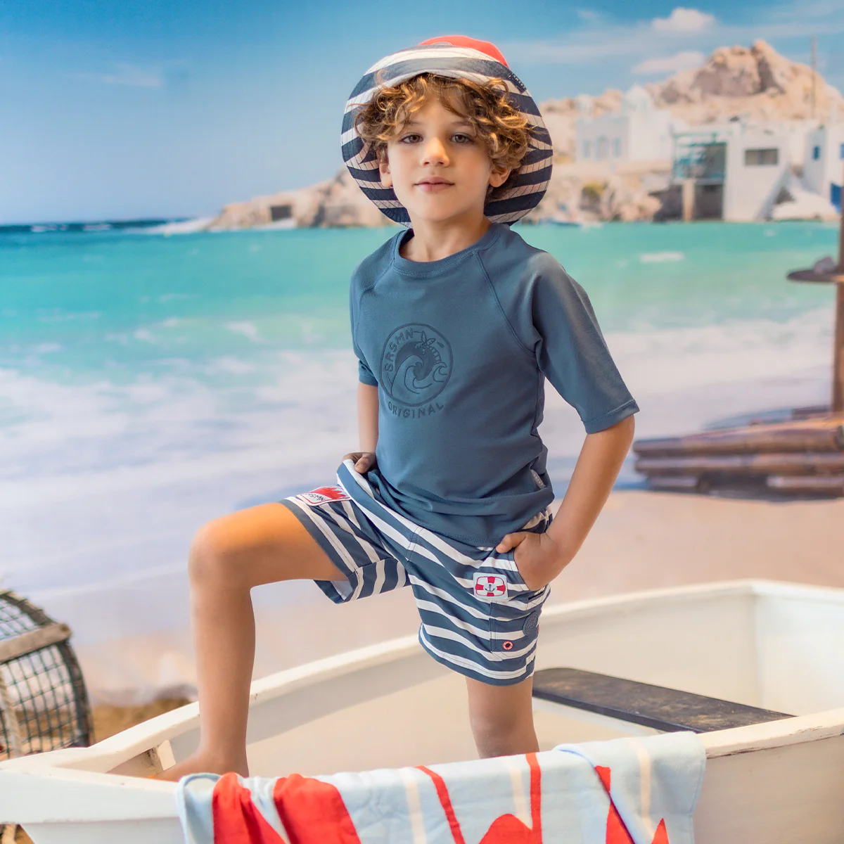 T-shirt de bain bleu marine, enfant - Image 2