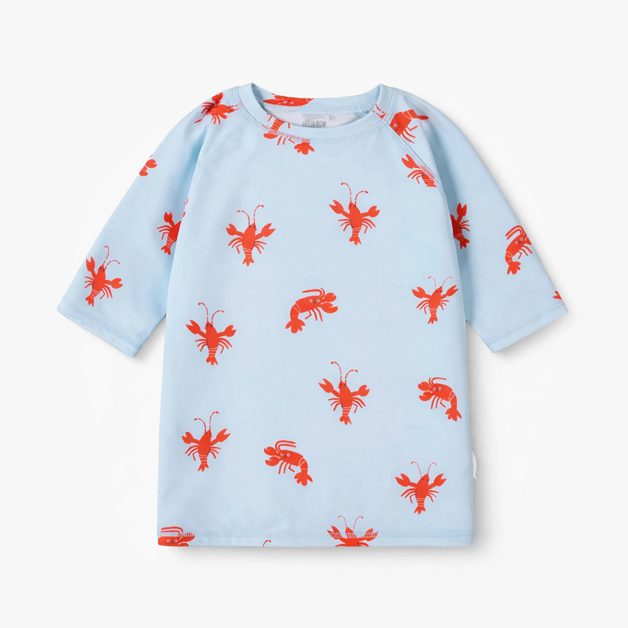 T-shirt de bain bleu pâle à motifs de homards, enfant