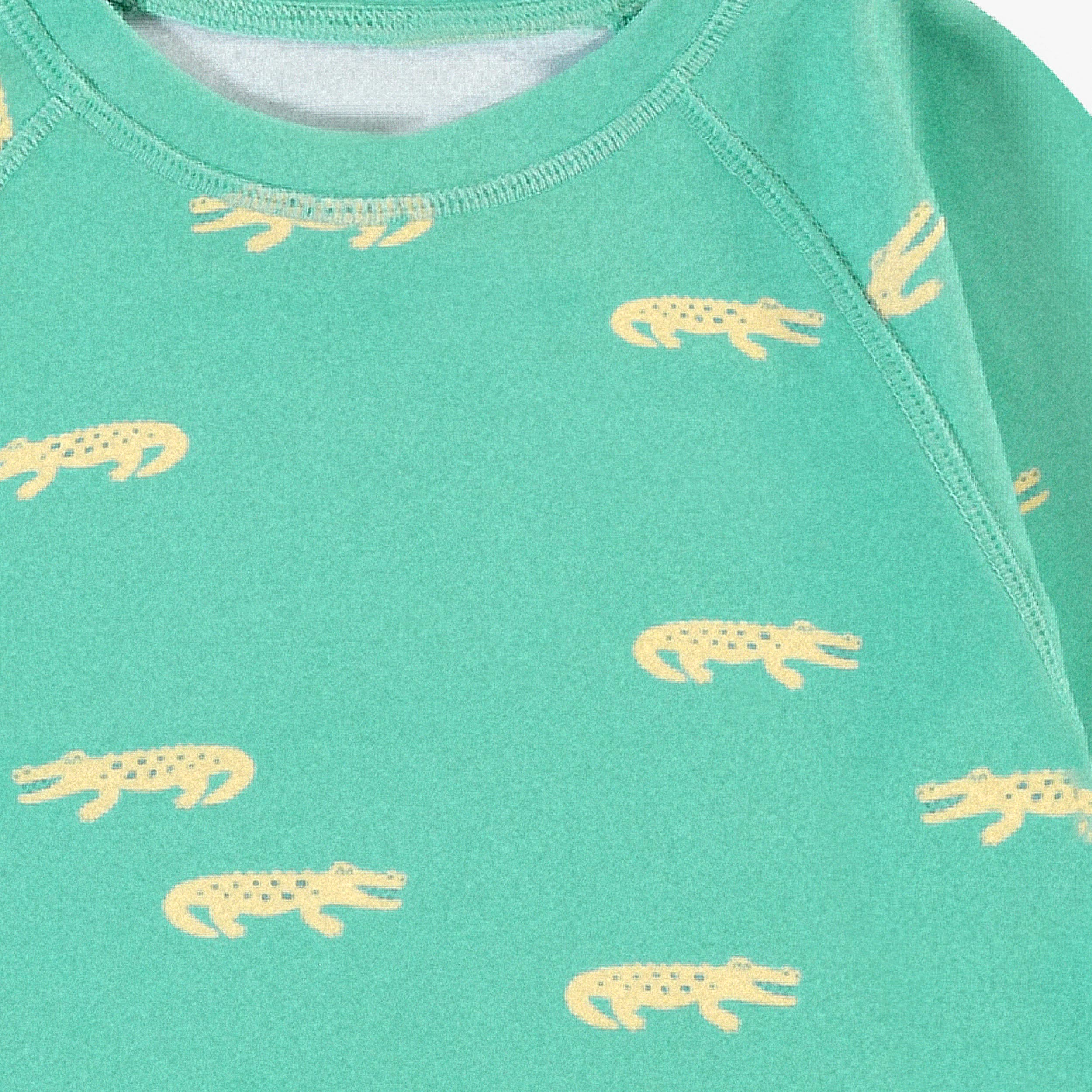 T-shirt de bain turquoise à motifs de crocodiles, enfant - Image 2