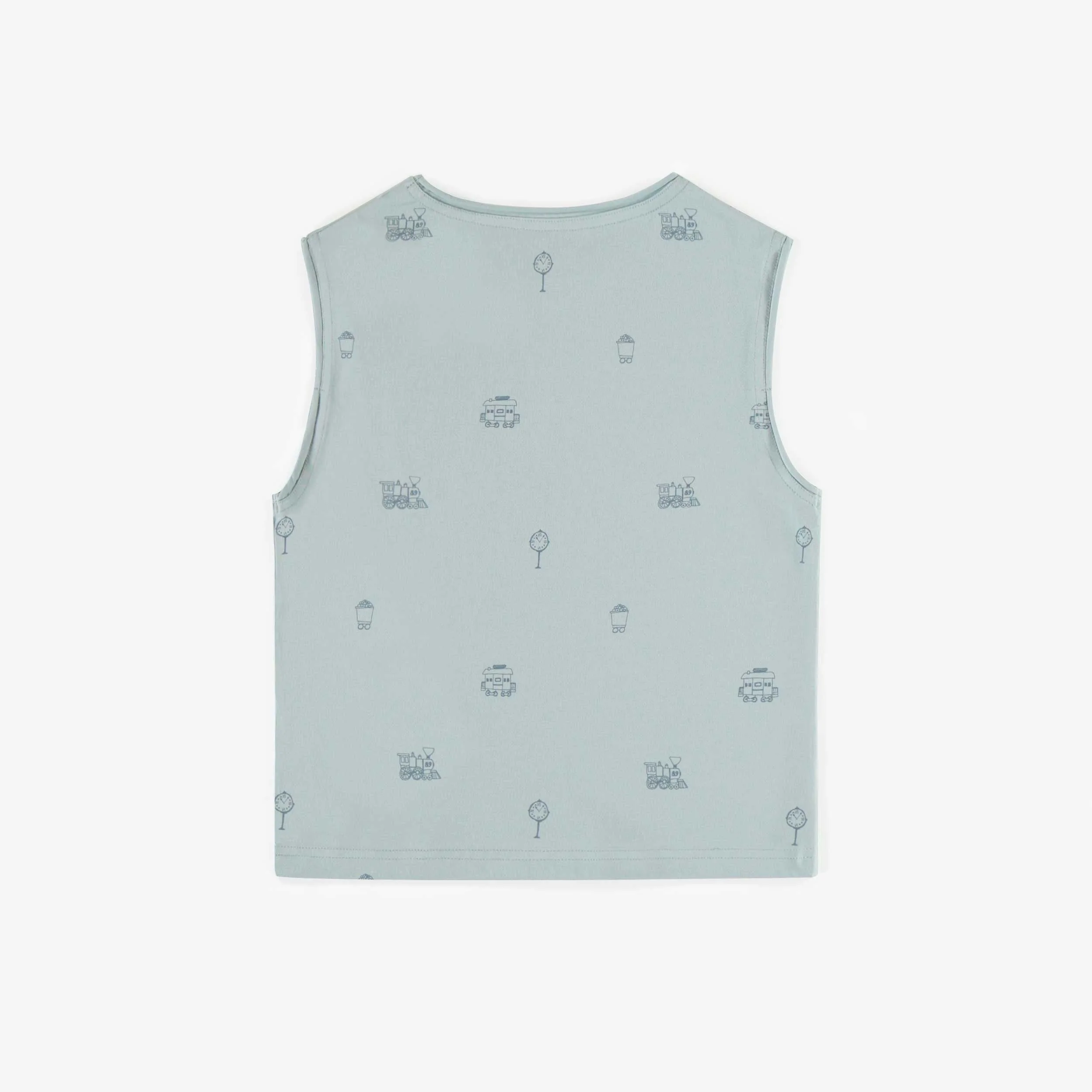 T-shirt sans manche bleu en coton extensible, enfant - Image 2