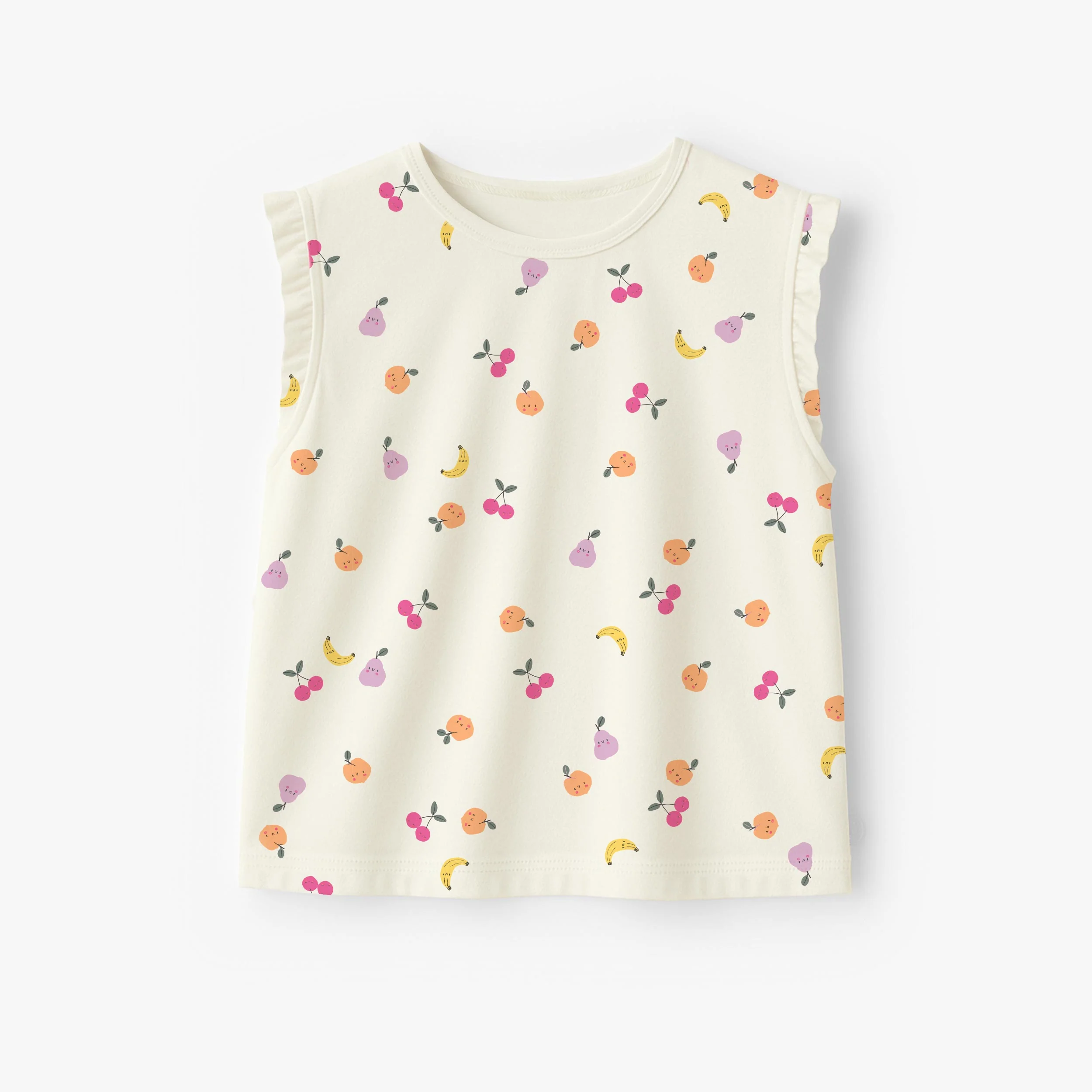 T-shirt sans manches crème à motifs de fruits, enfant