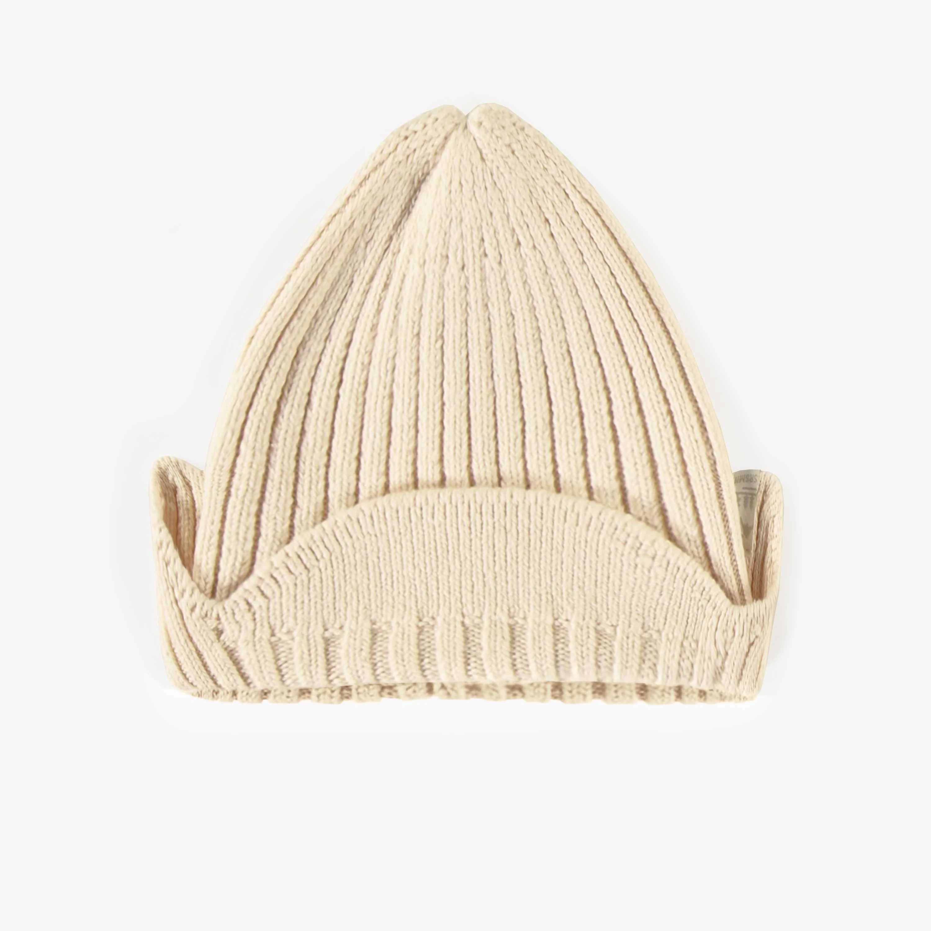 Tuque de maille crème à rabats effet cachemire, enfant