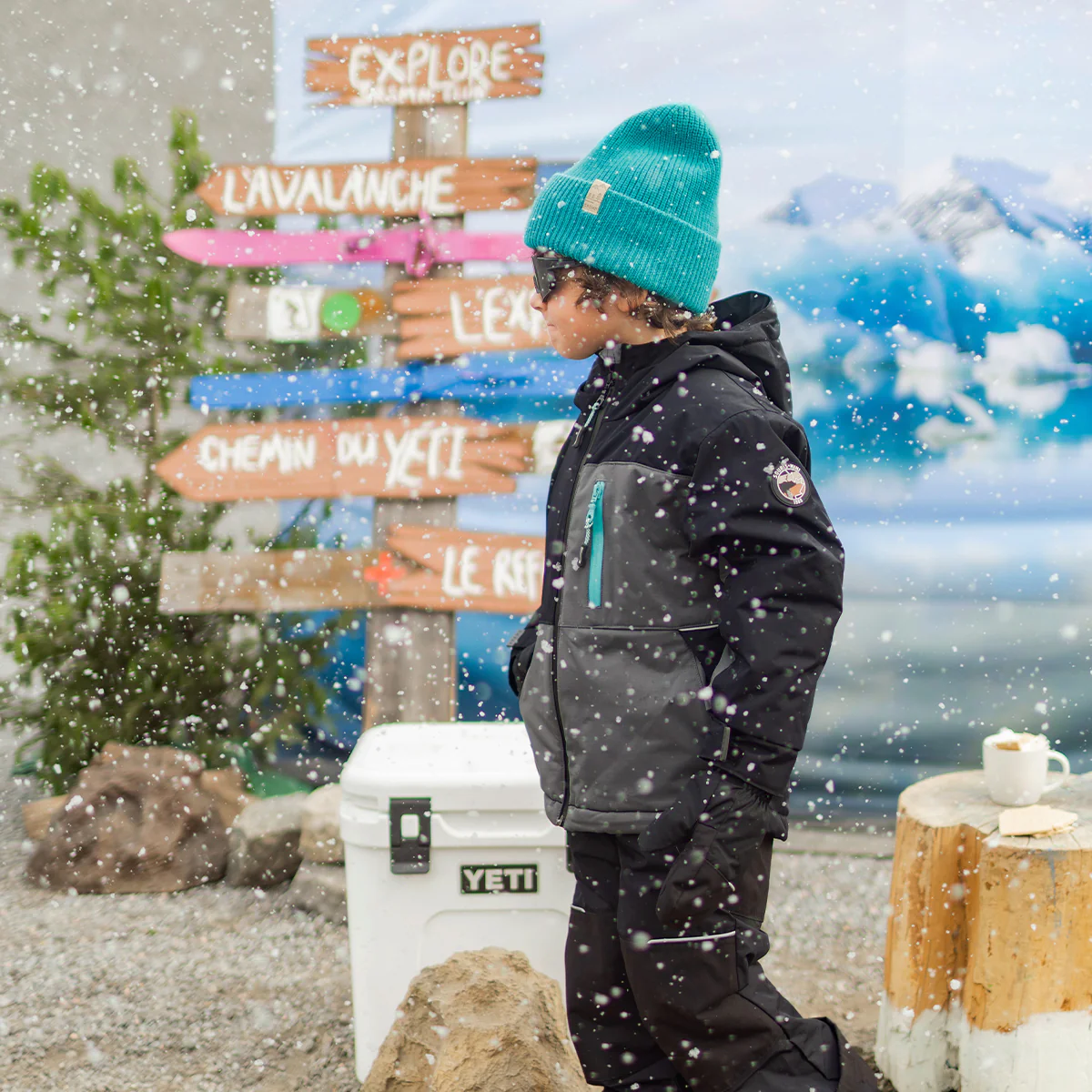 Tuque turquoise en tricot, enfant - Image 2