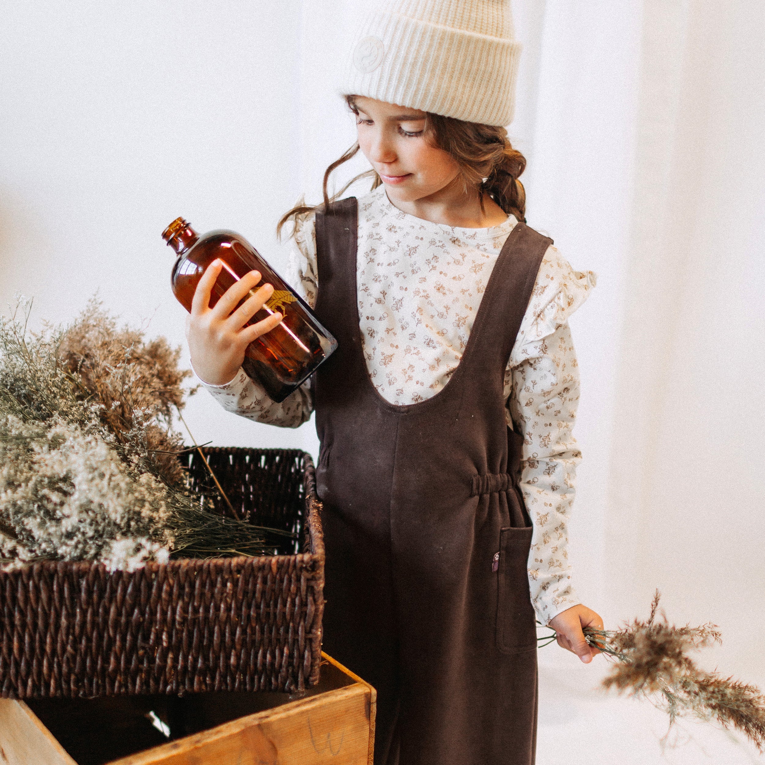 Une pièce brun foncé coupe ample en faux suède, enfant - Image 2
