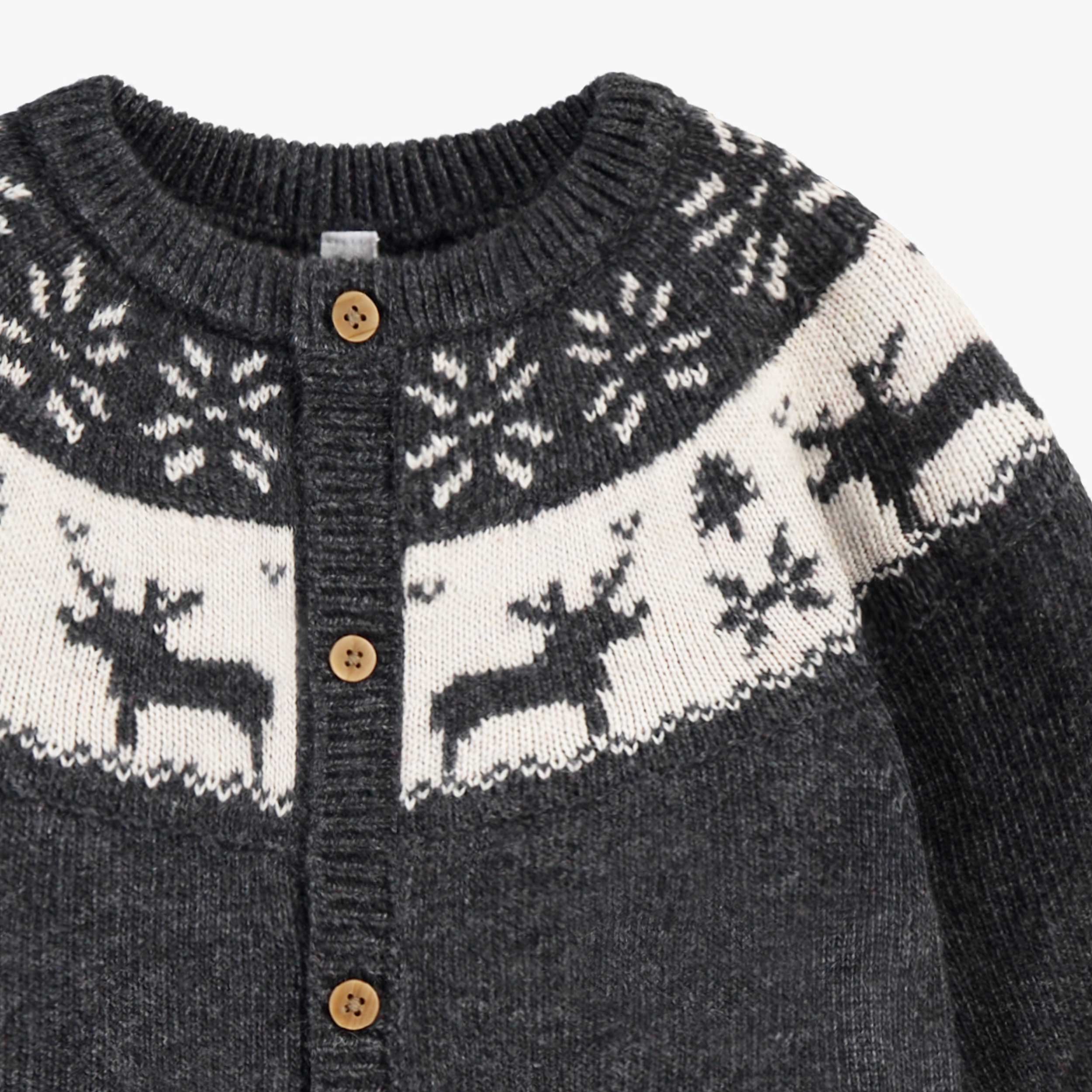 Une pièce gris en tricot avec motifs jacquard, naissance - Image 2
