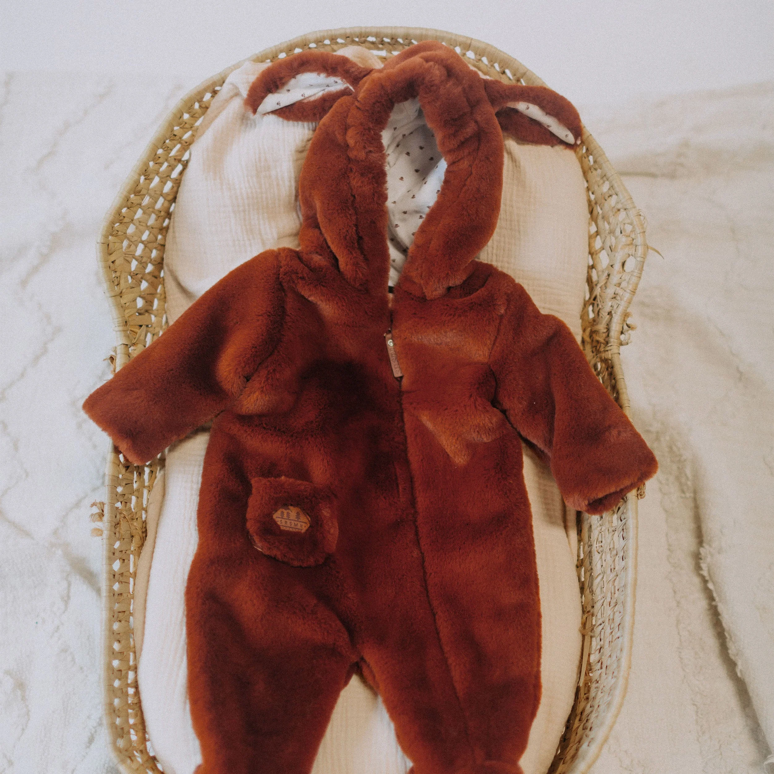Une-pièce rouille à pieds intégrés en fausse fourrure, naissance - Image 2