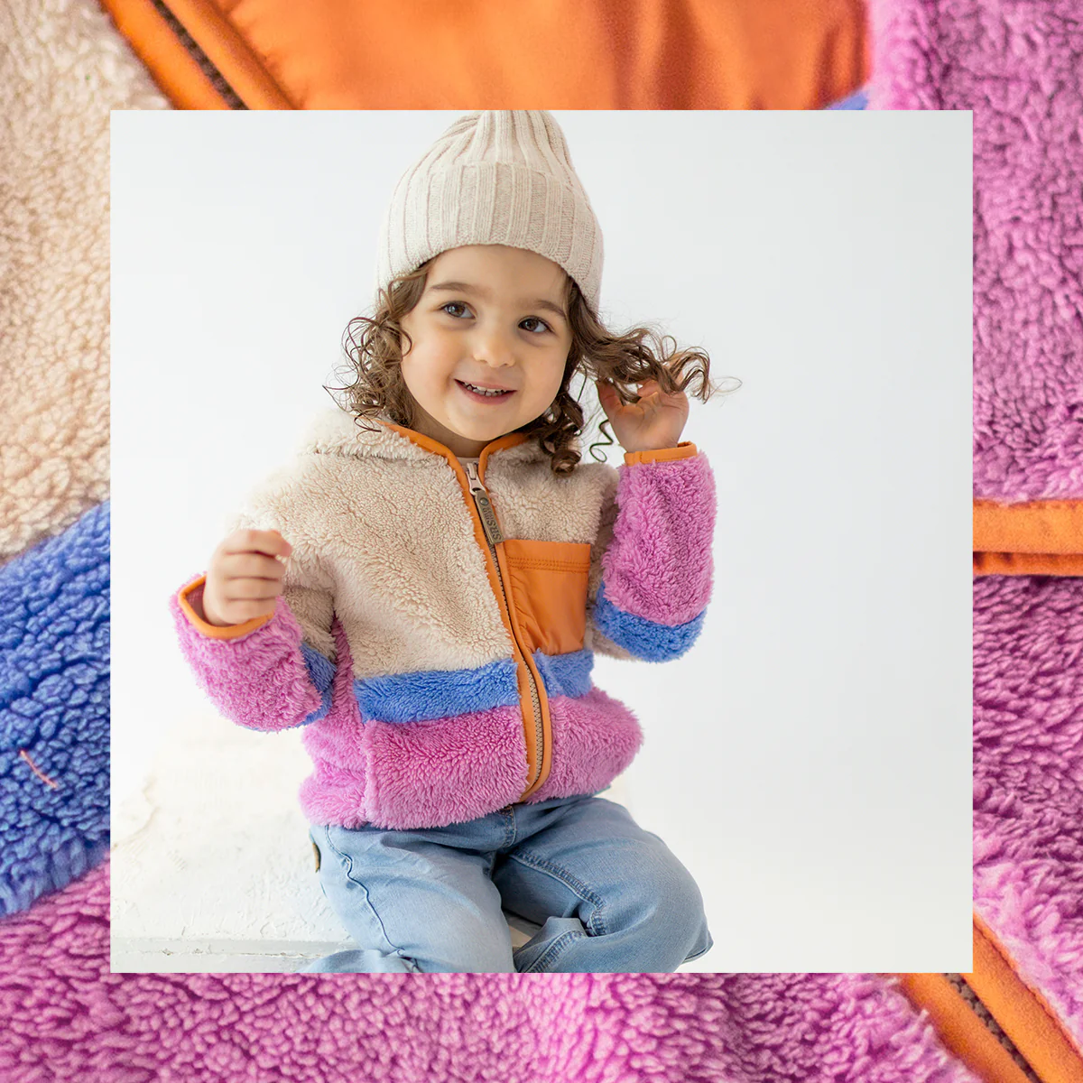 Veste en peluche blocs de couleur, bébé - Image 3
